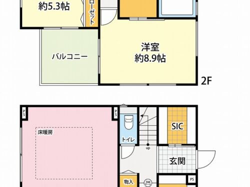 LDK26.7帖　2面床暖房(間取)