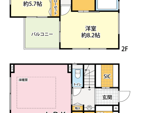 LDK26.7帖　2面床暖房(間取)